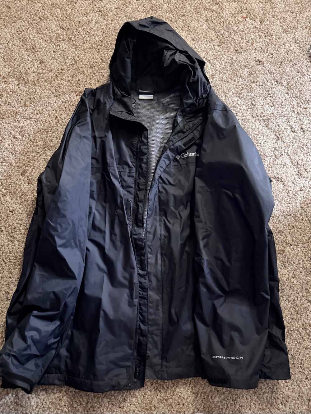 Columbia Men's Black Hooded Rain Jacket